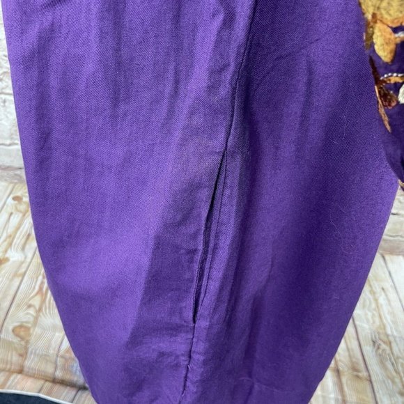 Free People Fleur Du Jour Purple Shift Dress Purple Sz XS Embroidered Off Should - Picture 4 of 10